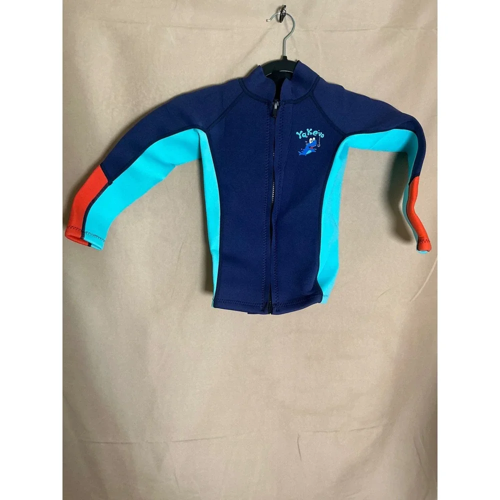 Yakevo Wetsuit Jacket Kids 6 Navy Blue Excellent 2mm Neoprene Long Sleeve Zip